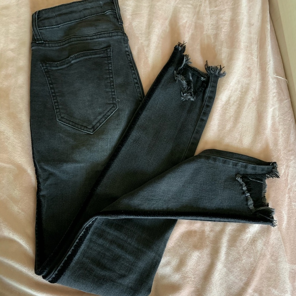 High waisted black denim